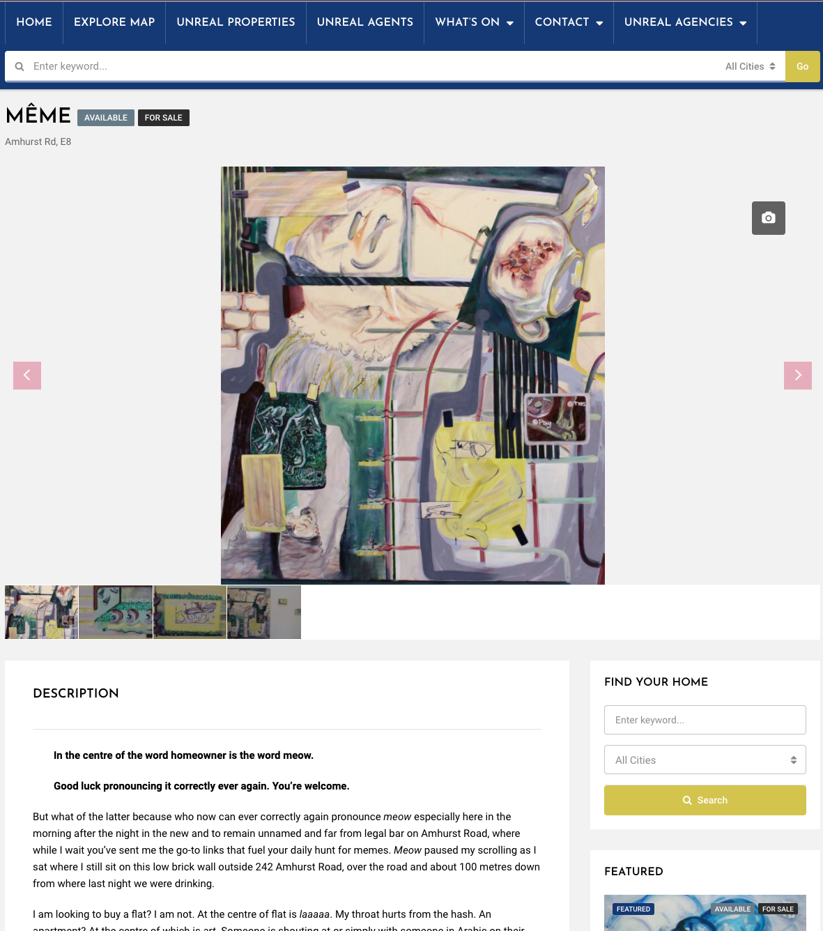 Story + painting on the Unreal Estates website
